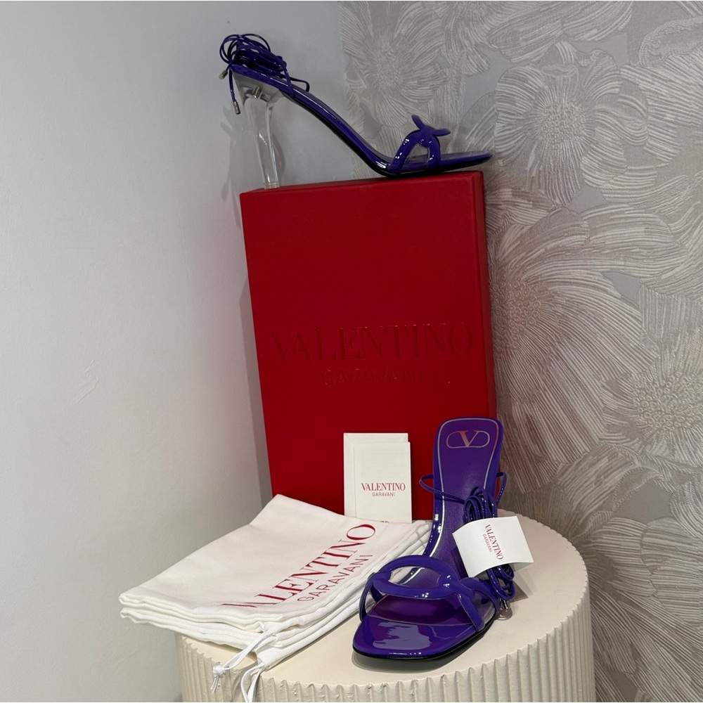 Valentino Garavani Purple Lace-Up Sandals with Clear Heel – New in Box - Picture 6 of 9